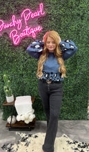 Load image into Gallery viewer, Vintage Blue and Leopard Sweater