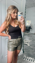 Load image into Gallery viewer, Olive Faux Leather Drawstring Shorts
