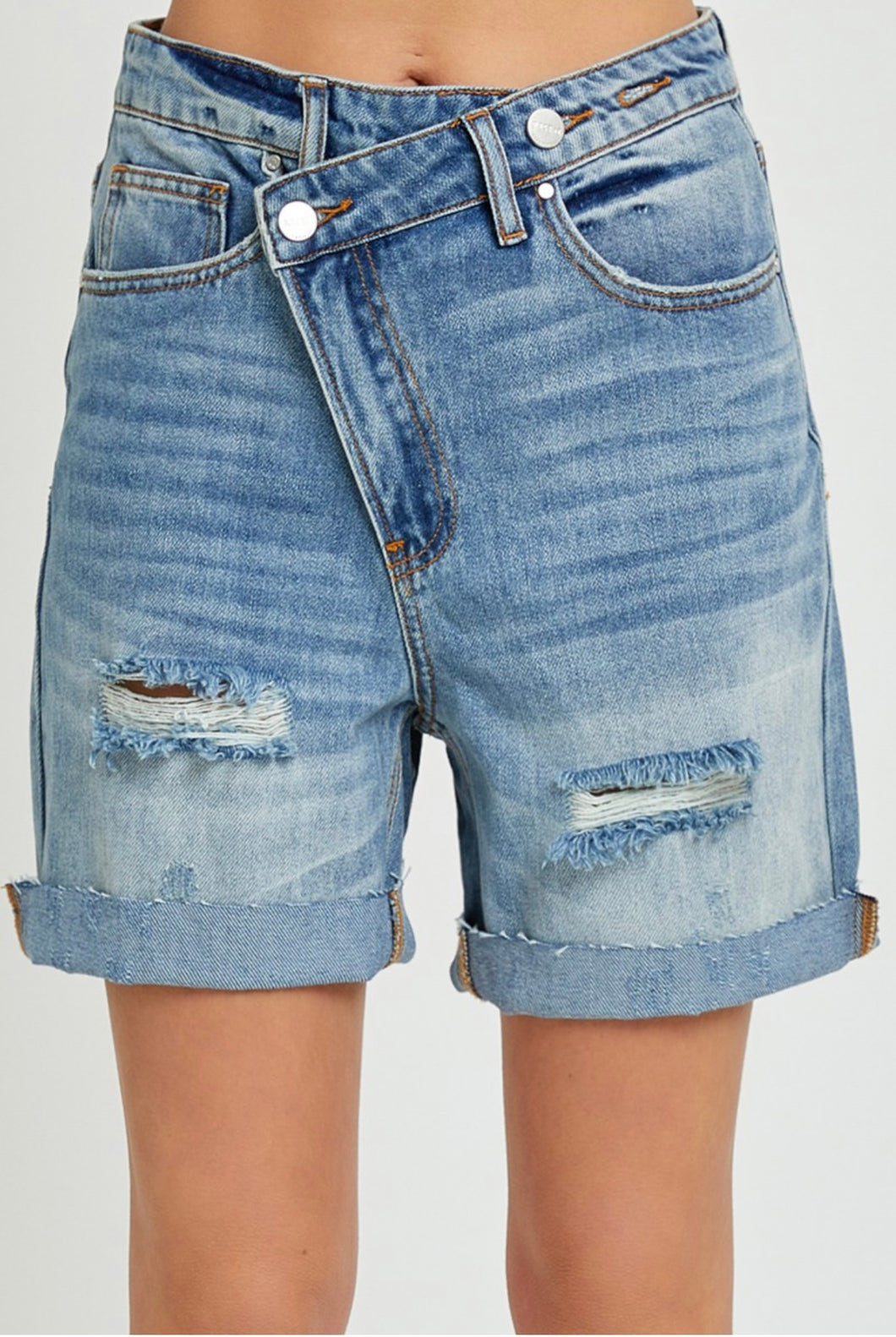 Risen Crossover Distressed Shorts