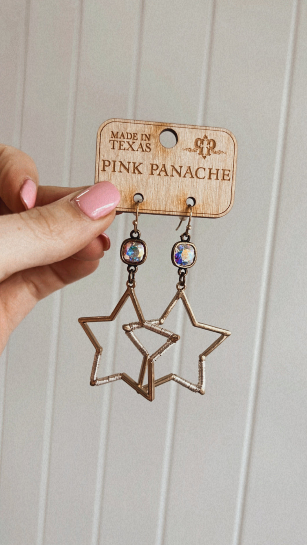 Pink Panache Gold Star Earrings