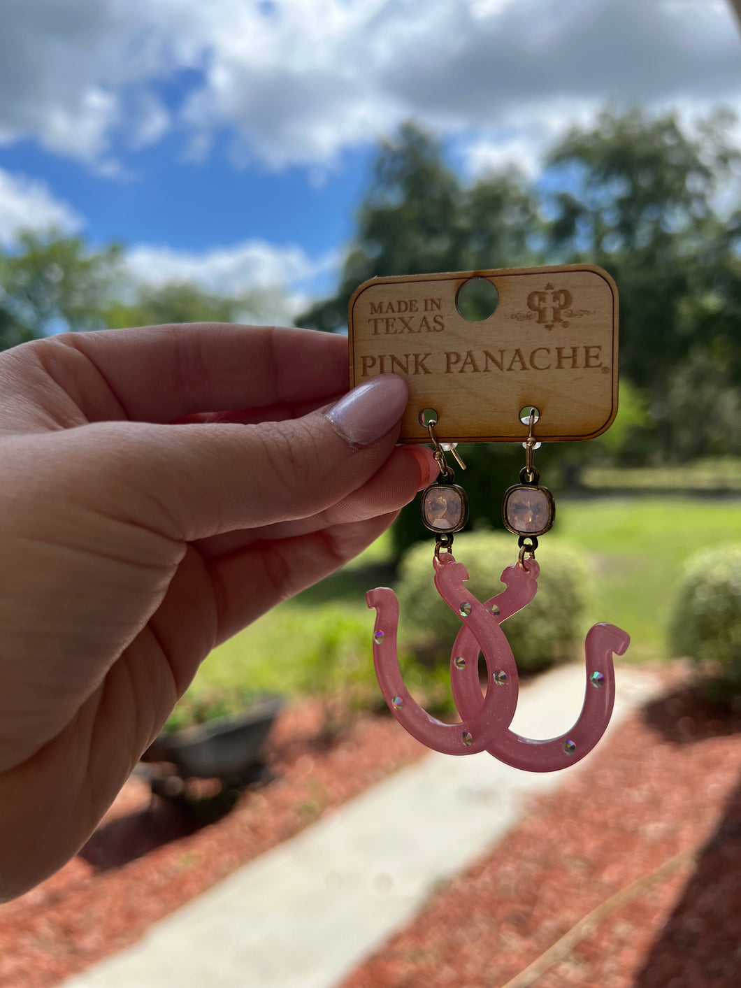 Pink Panache Horseshoe Earrings