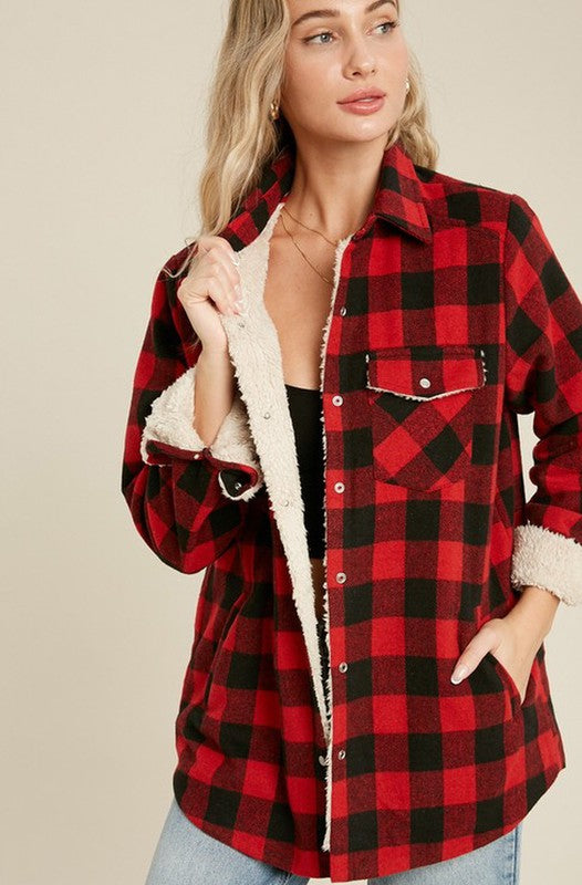 Plaid Sherpa Jacket (Multiple Colors Available) FINAL SALE