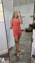 Load image into Gallery viewer, Coral Linen Romper (plus size)
