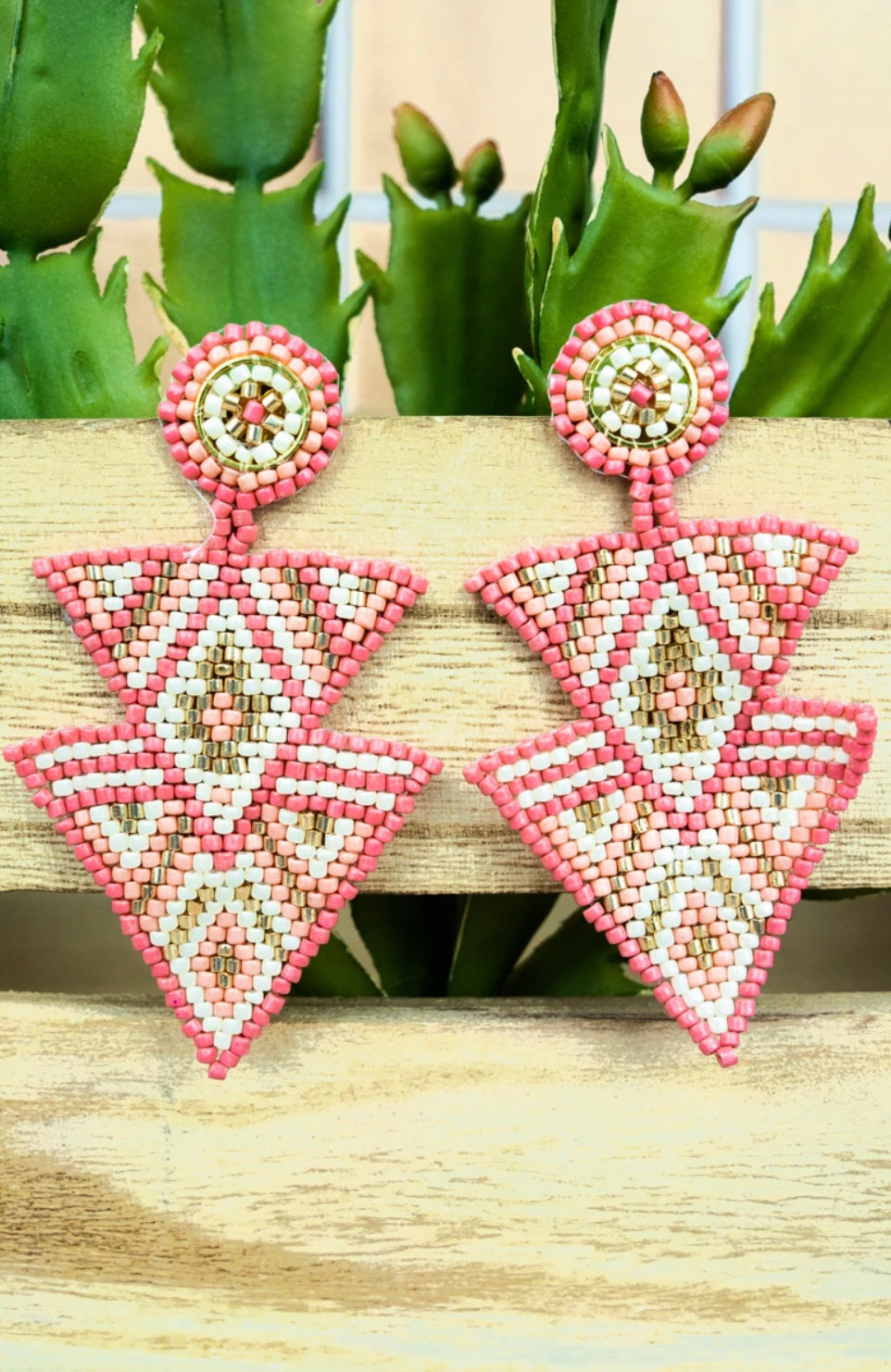 Coral Seed Bead Earrings